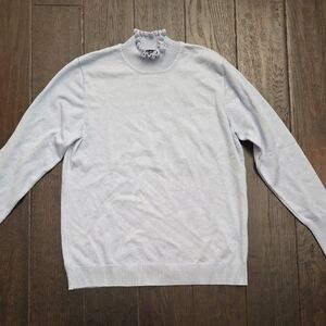 Sunday Light Blue Women's Ruffle Turtleneck Sweater Women Size Medium